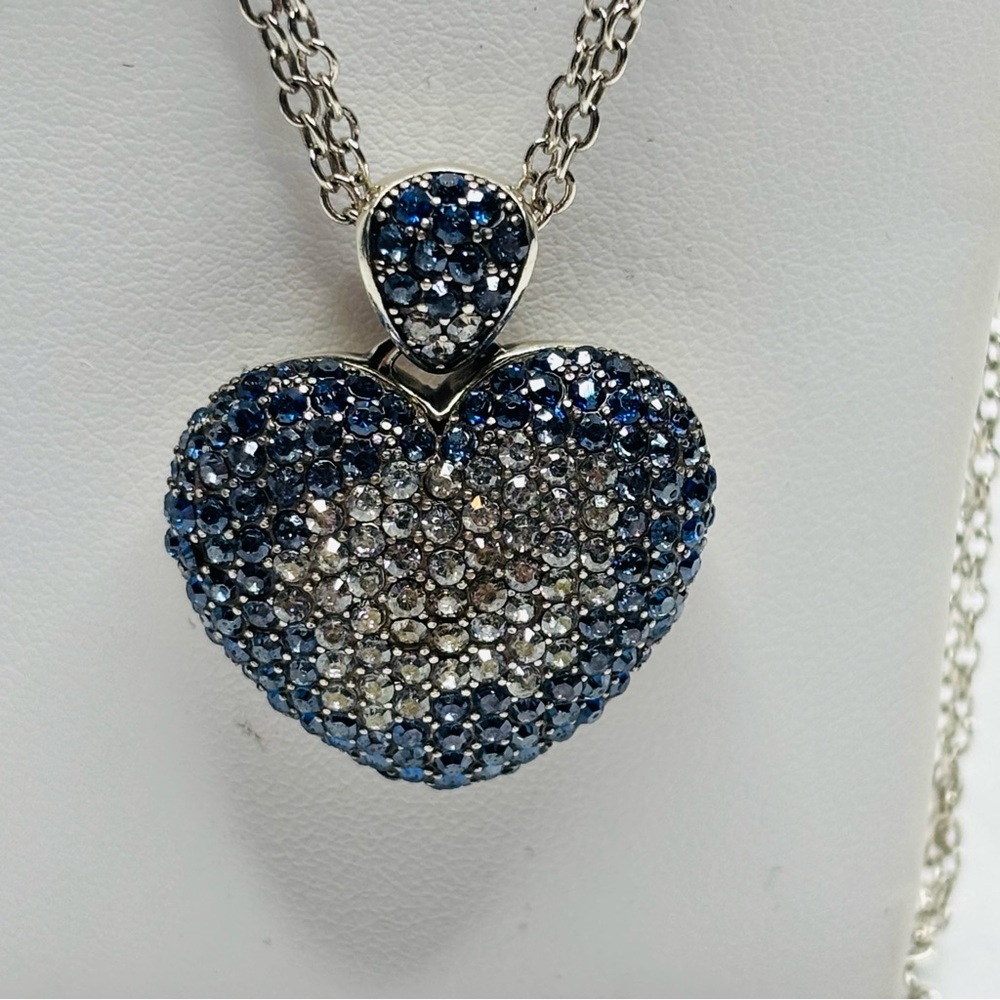 New BRIGHTON Love Is All You Need Blue Ombré Crystal Heart Necklace - Picture 2 of 5